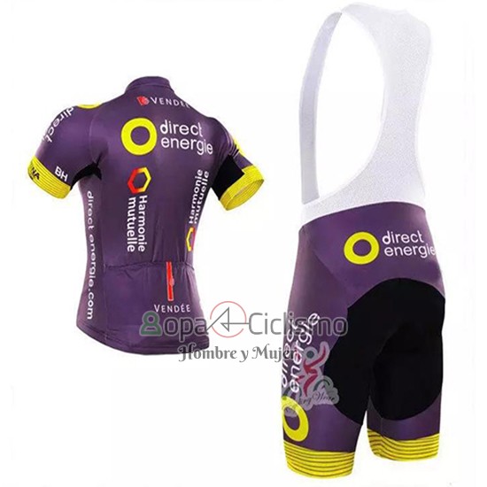 Direct Energie Ropa Ciclismo Culotte Corto 2018 Hombre Mangas Cortas Fucsia y AMarillo